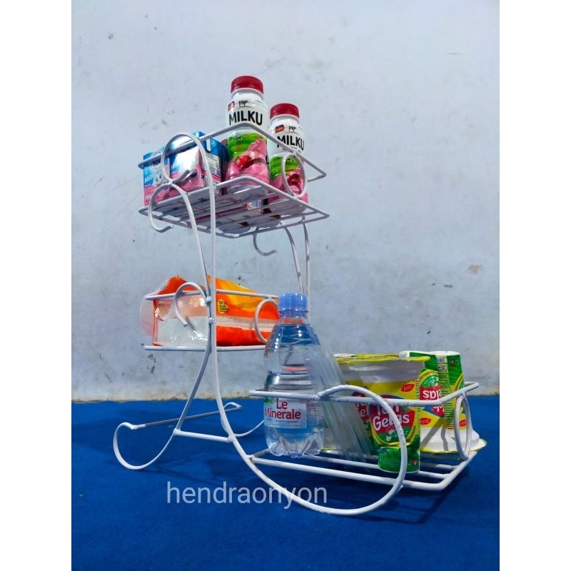 rak minuman lebaran / rak aqua botol dan gelas/hiasan meja/rak multifungsi