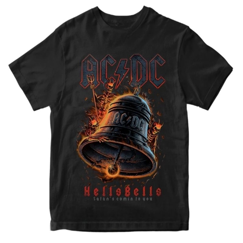 Kaos metal ACDC - HELLS BELLS Tshirt band  baju Premium pria wanita