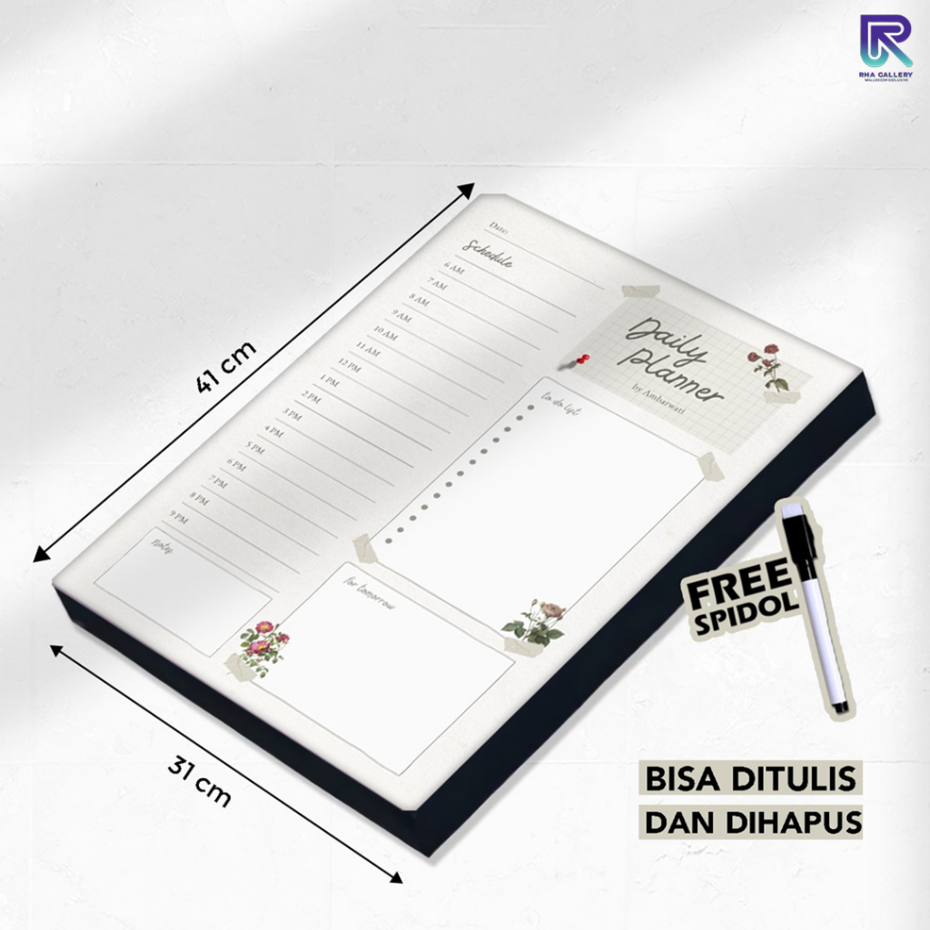 

RHA GALLERY Papan Tulis Kayu Schedule Daily Weekly Jadwal Harian Planner Schedule Board Aesthetic 31x41 CM