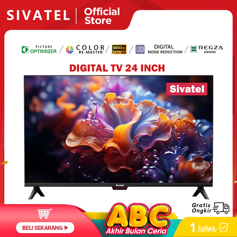 Sivatel TV Digital 24 Inch FHD 1080P TV Led 24 Inch Televisi Murah[Garansi 1 Tahun]