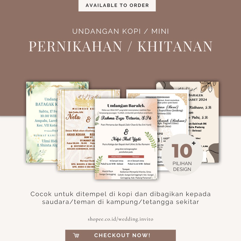Undangan Kopi / Mini untuk Pernikahan / Khitanan
