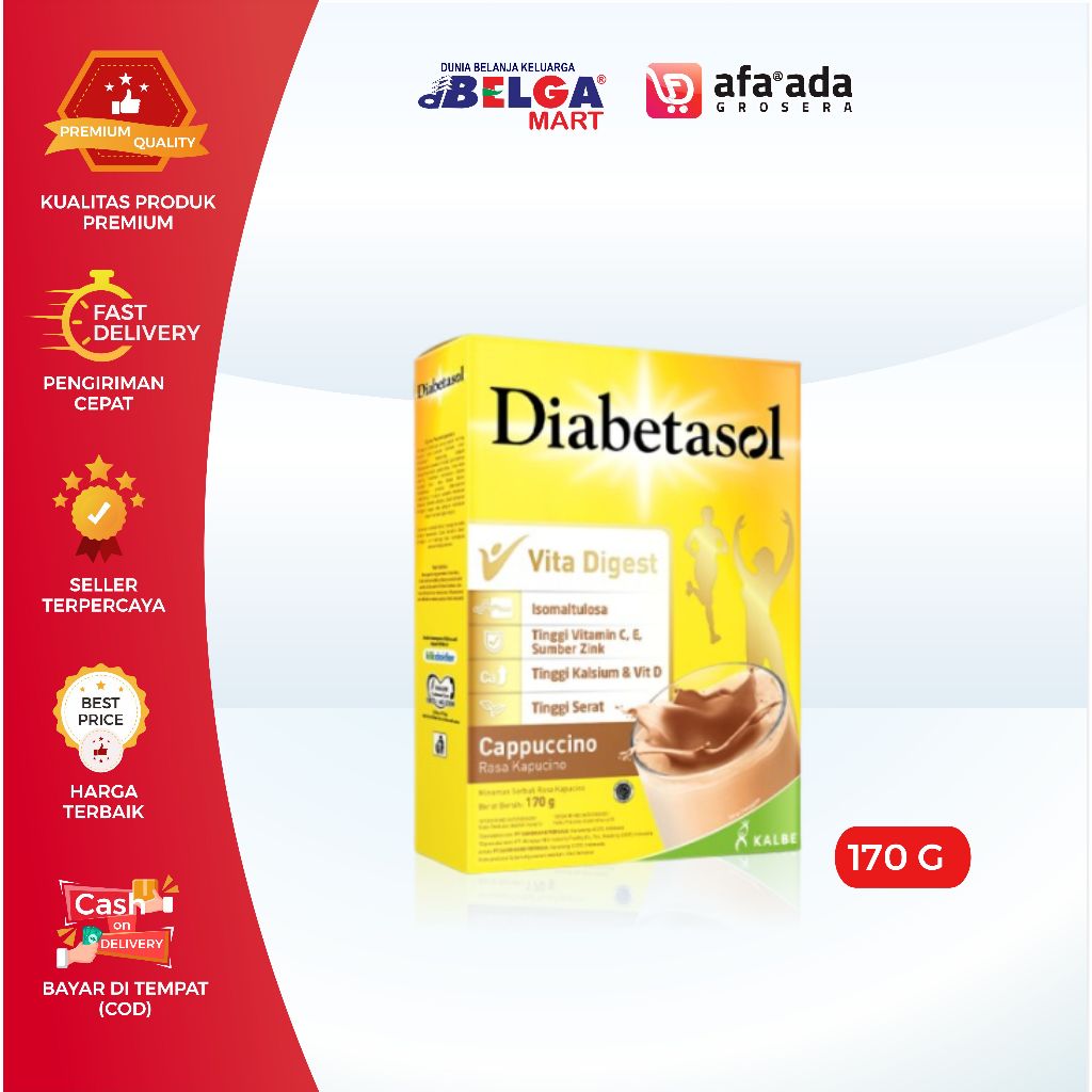 

Diabetasol Vita Digest | Kemasan 170g | Susu diabetes untuk menjaga kadar gula darah