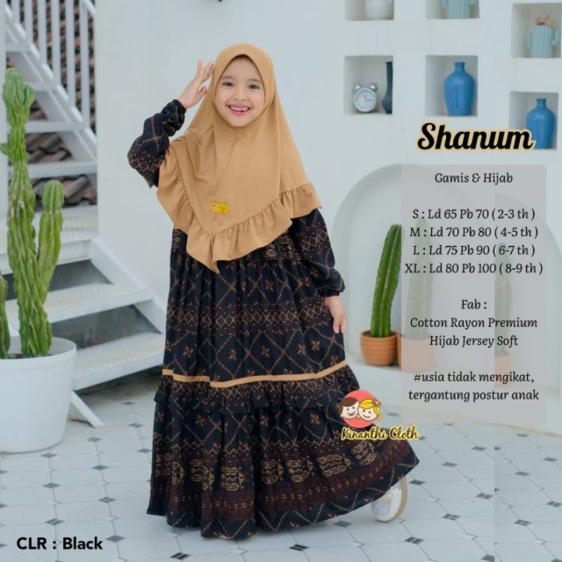 Gamis Anak Set Jilbab Rayon Premium SHANUM KIDS Ori Kinanti Cloth