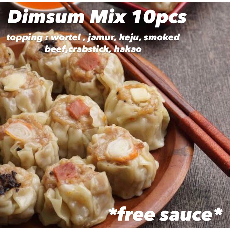 

DIMSUM SIOMAY MIX ISI 10 HALAL FREE SAUCE !! / hakao udang / dimsum smoked beef / jamur / wortel / ayam / dimsum keju cheese /