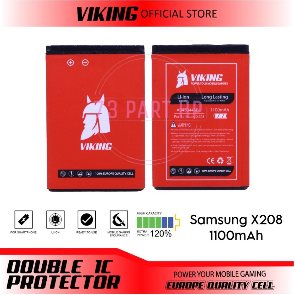 Baterai Double Power Viking AB463446BU SAMS Galaxy E1272 / E1080 / X208 / GT-E1272 / GT-E1270 - Batu