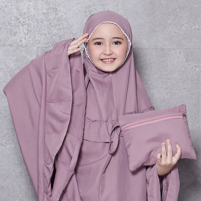 Terkini Grosir Alantasik mukena anak remaja tanggung basic polos 2in1 travel AISYAH alantasik kisara