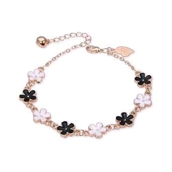 Gelang couple rantai hitam putih xuping lapisan emas