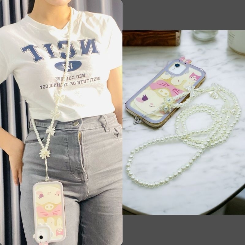 Lanyard hp selendang/tali Hp selempang/strap hp/gantungan hp mutiara