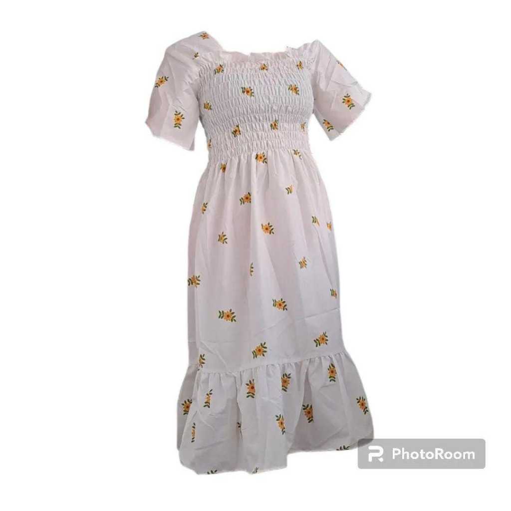 READY dress putih bunga premium dress pantai