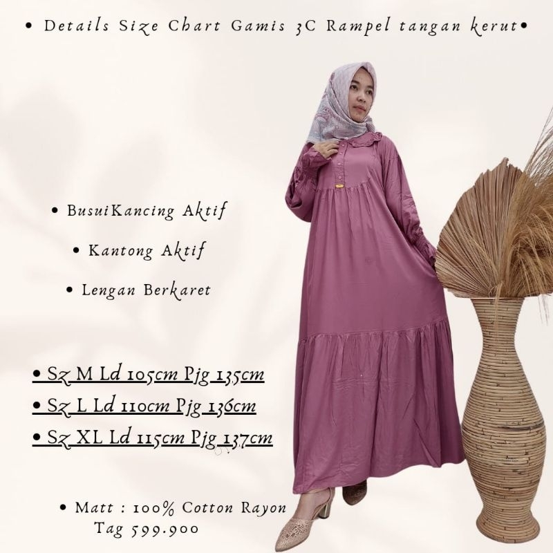 Gamis Rampel Tangan Kerut