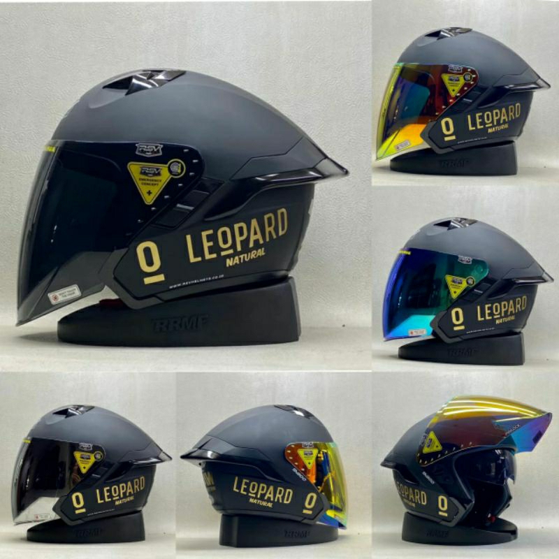 Helm Hlaf Face RSV SV300 Black Doff Paket Ganteng Leopard