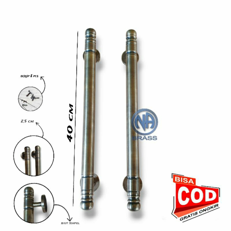 Handle Pintu Rumah Kuningan Gagang Pintu Custom Classic 40cm