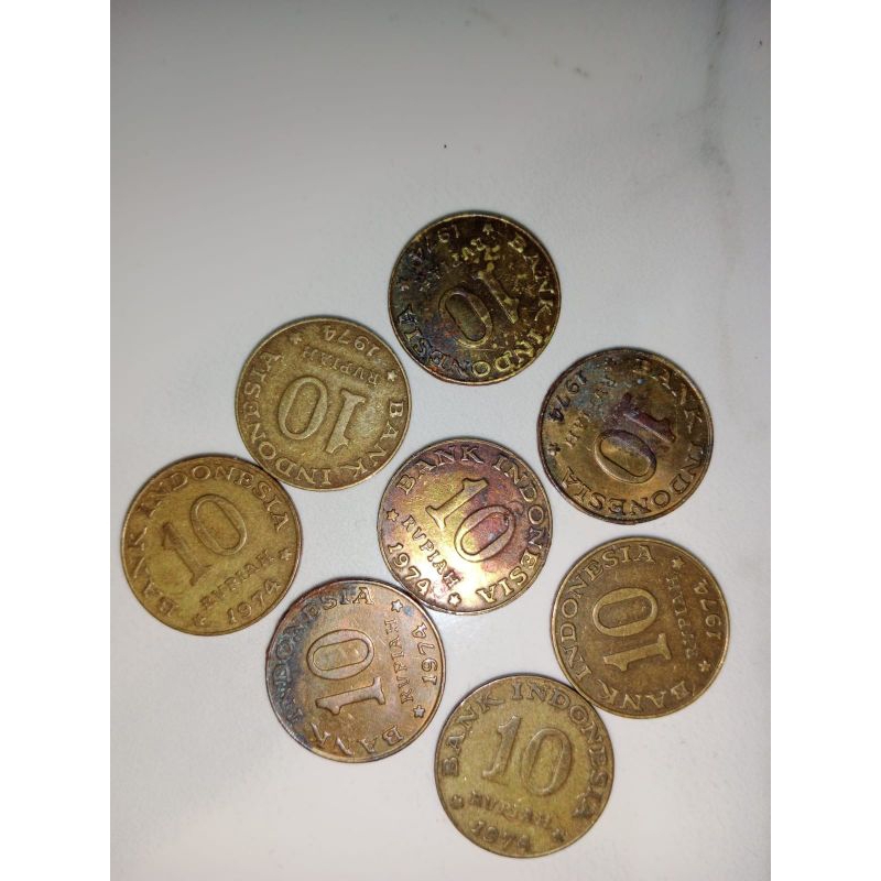 10 rupiah Tabanas Kuning 1974 detail 8 keping Rp30.000 semua