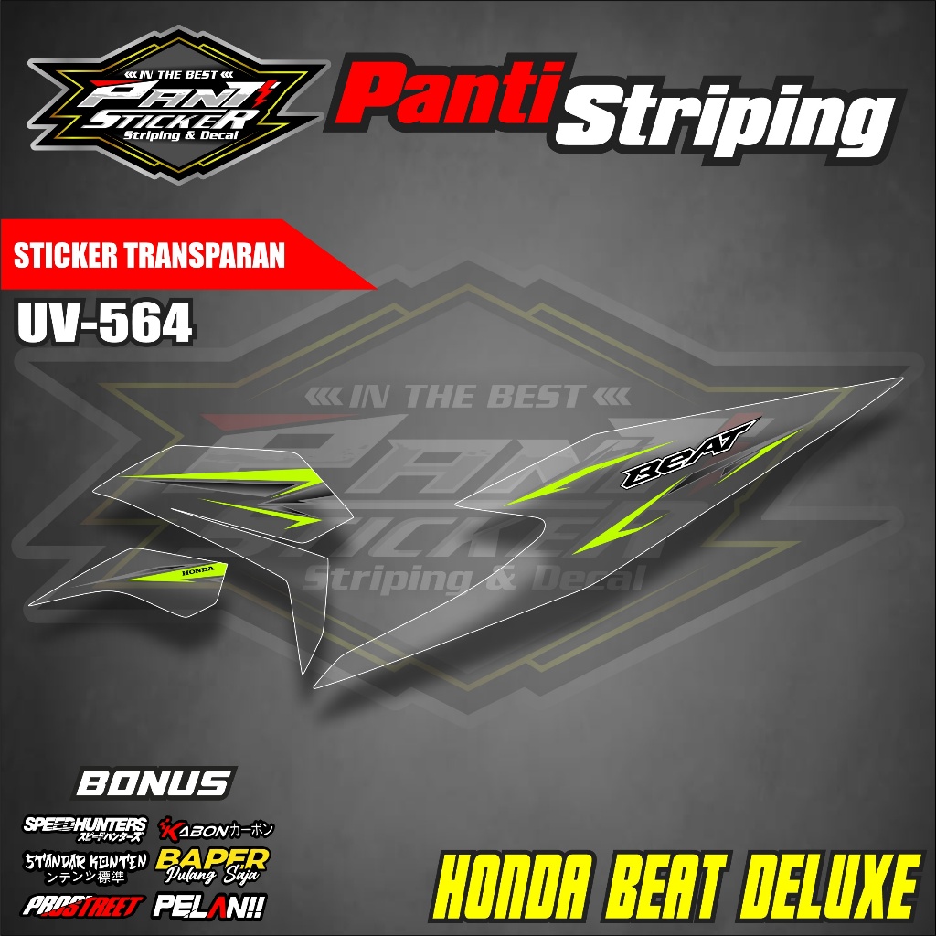 STICKER STRIPING TRANSPARAN UV MOTOR  BEAT DELUXE STREET NEW 2020-2021-2022-2023 SIMPLE RACING