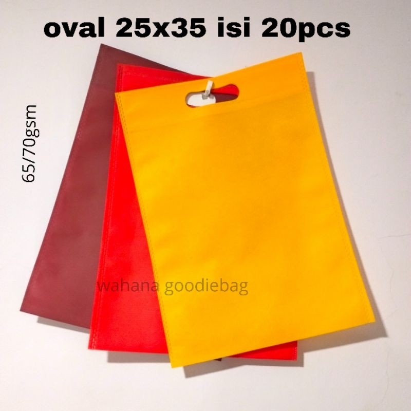 

Goodie Bag Tas Belanja Spundbond 25x35 Model Oval Dcut Kantong Kain isi 20pcs
