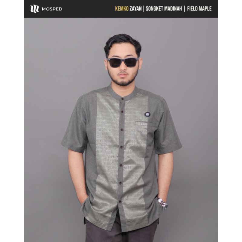 Mosped Baju Muslim Pria Koko Kemko Etnik Zayan Baju Lebaran Lengan Pendek