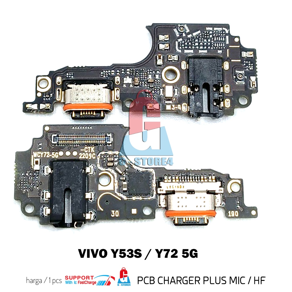 PAPAN PCB KONEKTOR CAS VIVO Y53S / Y72 5G CONEKTOR CHARGER PORT USB CAS ORI WITH IC