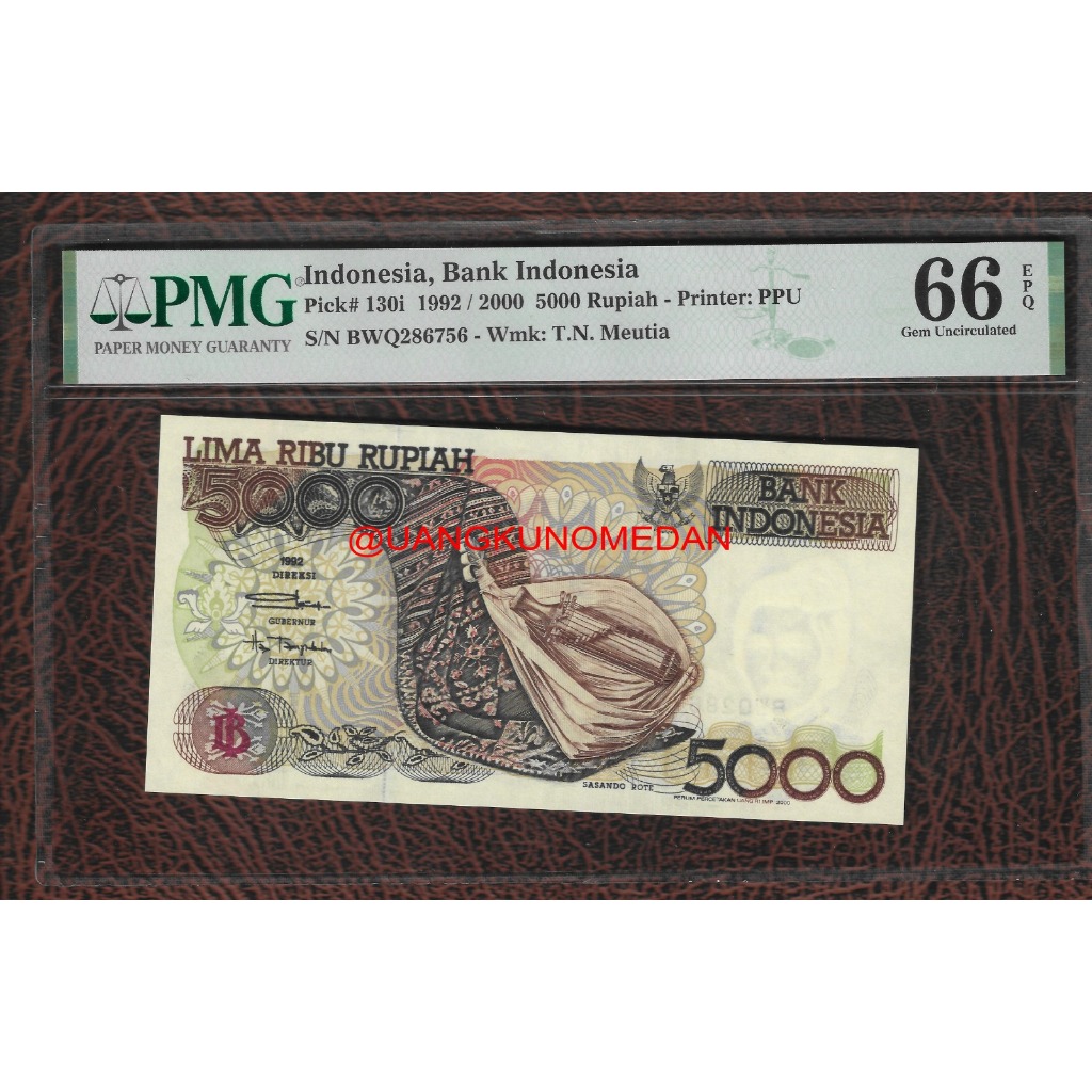 Uang Kuno 5000 Rupiah Sasando Rote PMG