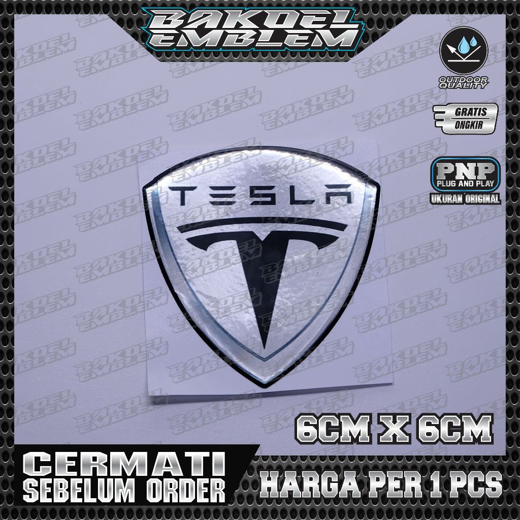 Emblem logo tesla / emblem timbul tesla / sticker tesla / stiker logo tesla / emblem 3d tesla / stik