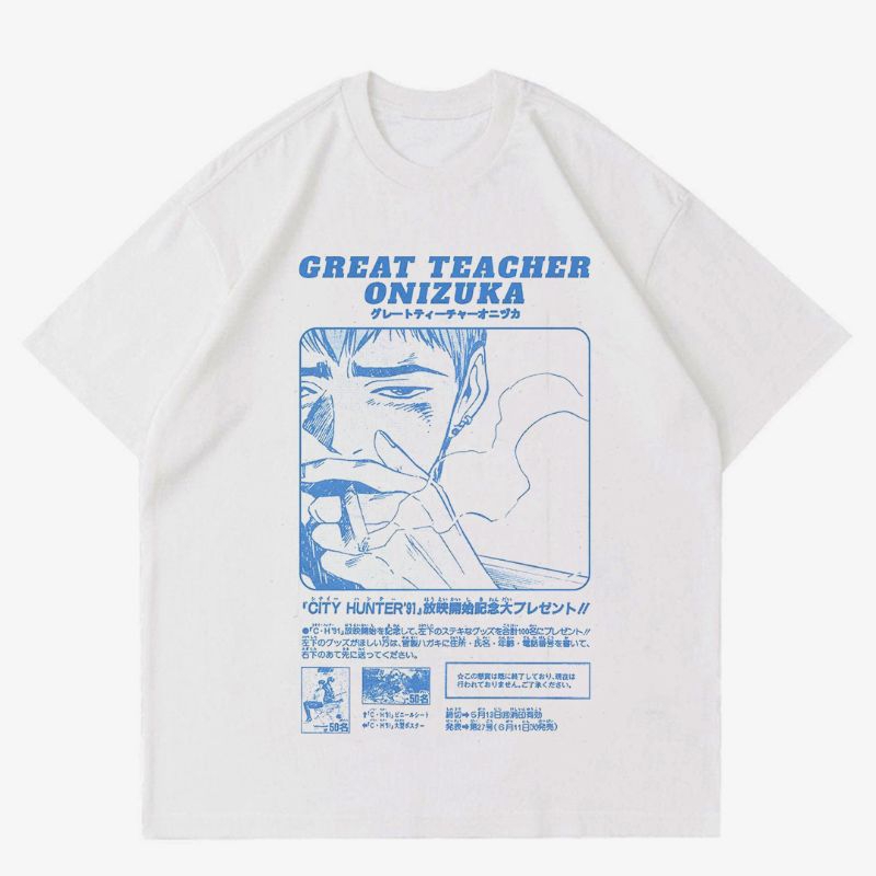 KAOS ANIME GREAT TEACHER ONIZUKA | T-SHIRT WHITE OVERSIZED PREMIUM 24s | KAOS MANGA OVERSIZE PRIA DA