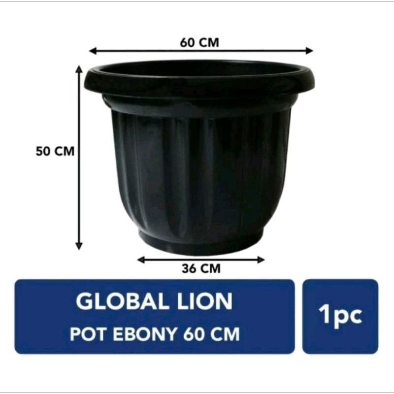 EBONY: POT HITAM EBONY 60 CM. POT BESAR HITAM KOKOH.POT TANAMAN BUNGA.POT TANAMAN BUAH.POT JUMBO BES