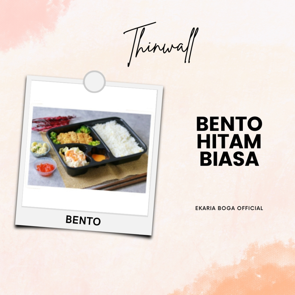 THINWALL | KOTAK MAKAN BENTO | MIKA BENTO | BENTO HITAM SEKAT 4 LUX