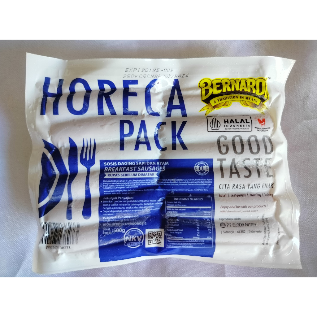 

Bernardi Horeca Pack CL Sosis Sapi dan Ayam Breakfast Sausages 500Gr