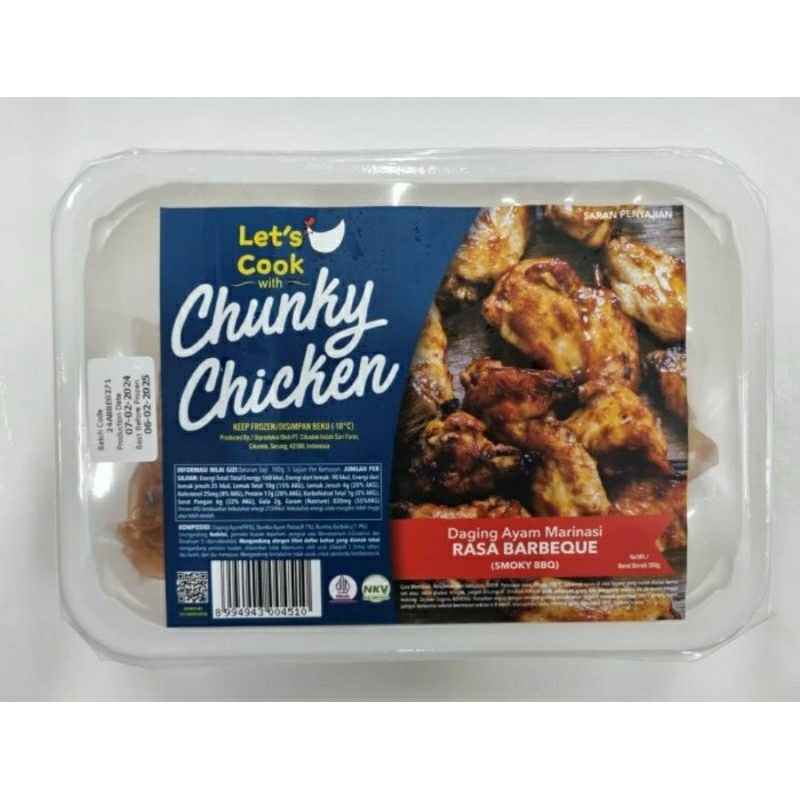 

Frozen Daging Ayam Marinasi Chunky Chicken Smoky BBQ 500 gr X 12 Pack