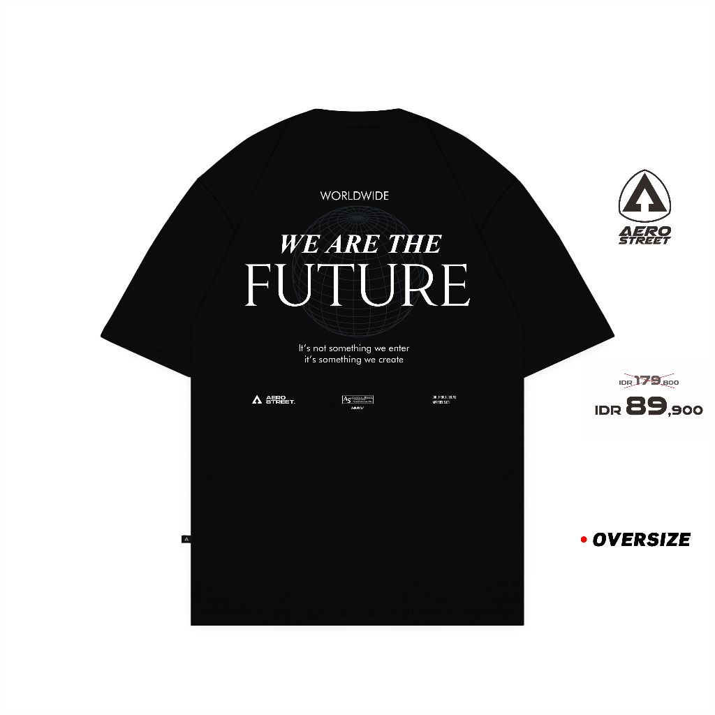 Aerostreet T Shirt Oversize Future Hitam Kaos FADAA