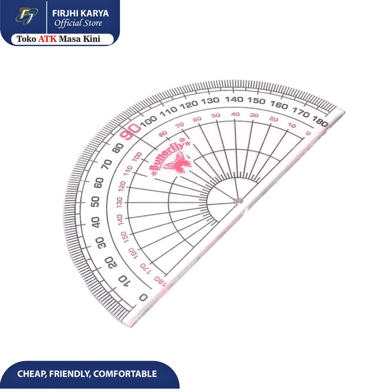 

Penggaris Busur 180 Derajat - Butterfly Protractor 10cm