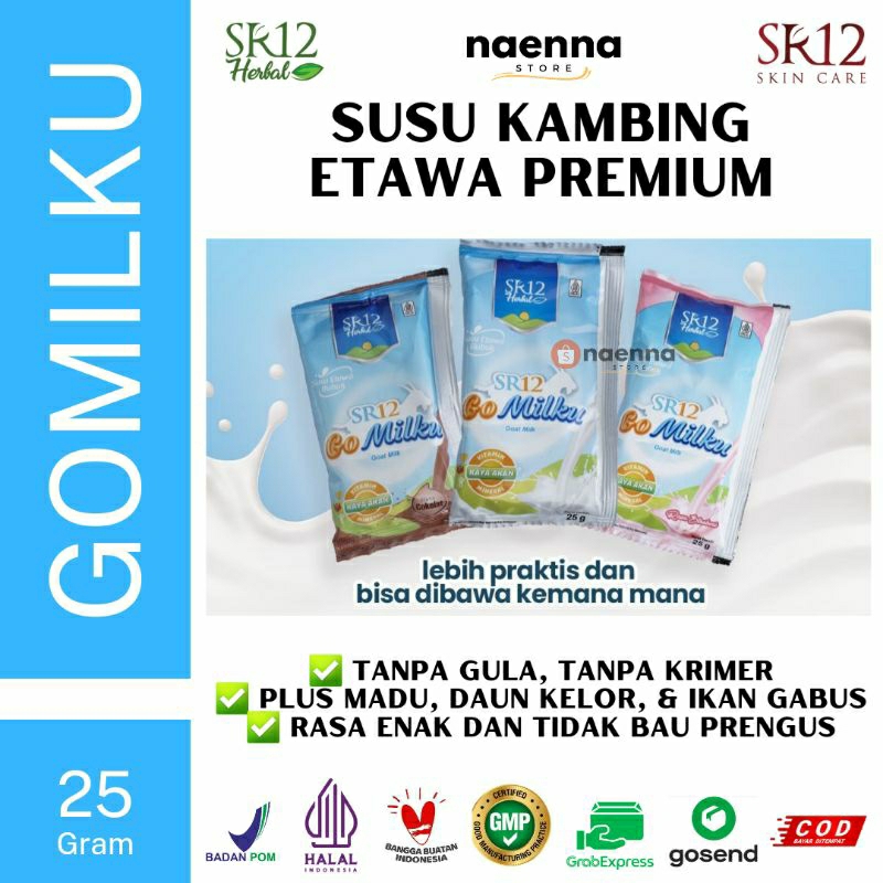 

Susu kambing etawa premium TANPA GULA GOMILKU SACHET 25gram SR12 HERBAL 100% Original