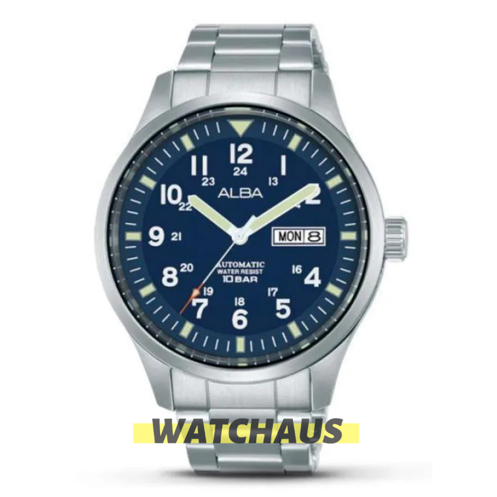 JAM TANGAN PRIA ALBA AL4211 AL4211X ANALOG SILVER BLUE STAINLESS STRAP