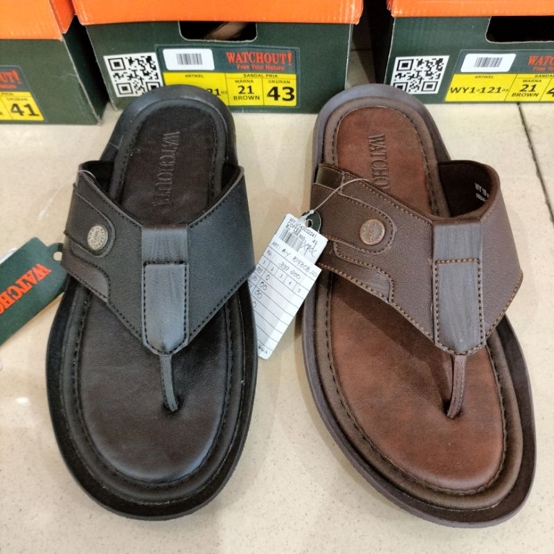sandal jepit watchout bahan kulit(39-44)