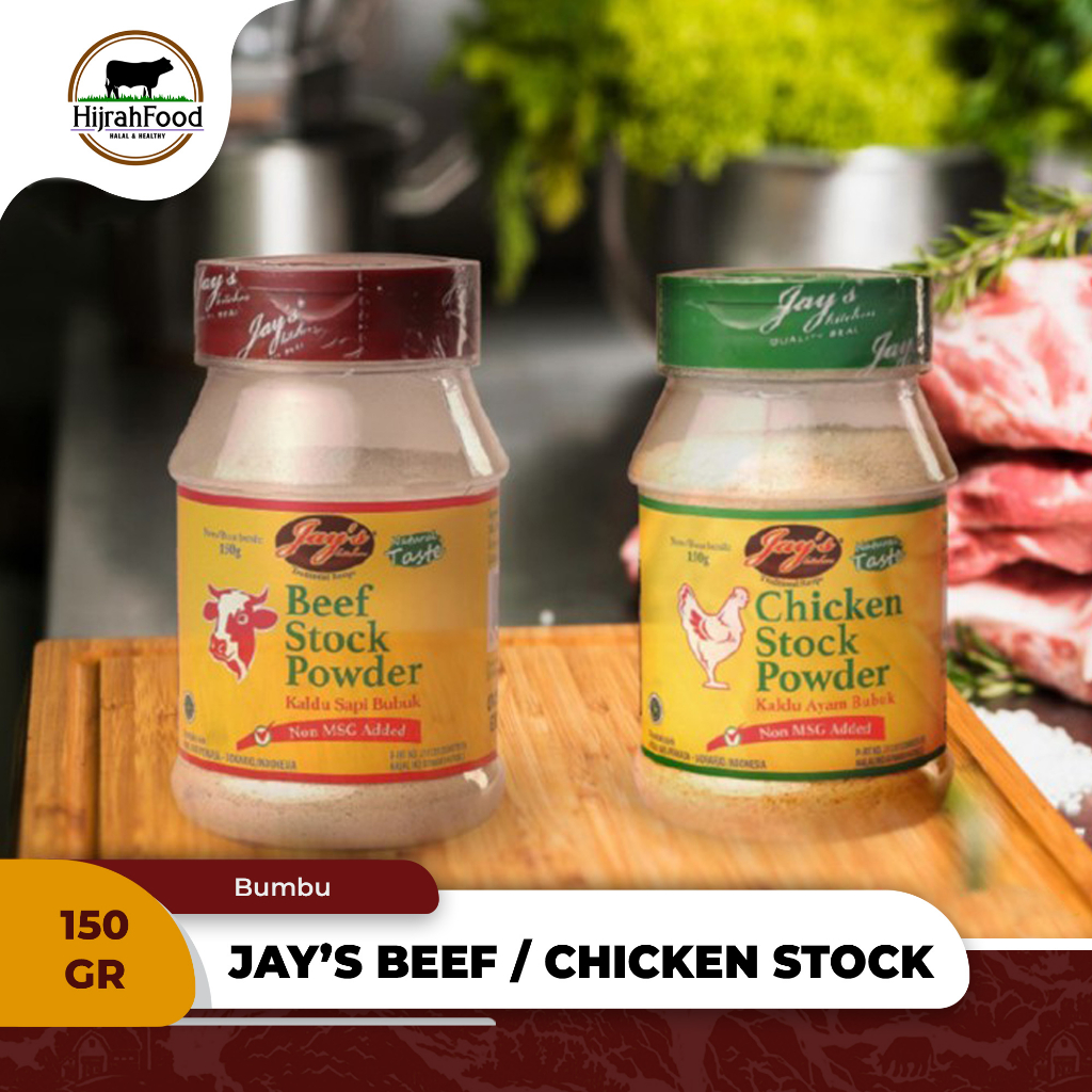 

Jay's Kitchen Beef dan Chicken Stock Powder Kaldu Bubuk Rasa Sapi dan Ayam Non MSG 150 gram