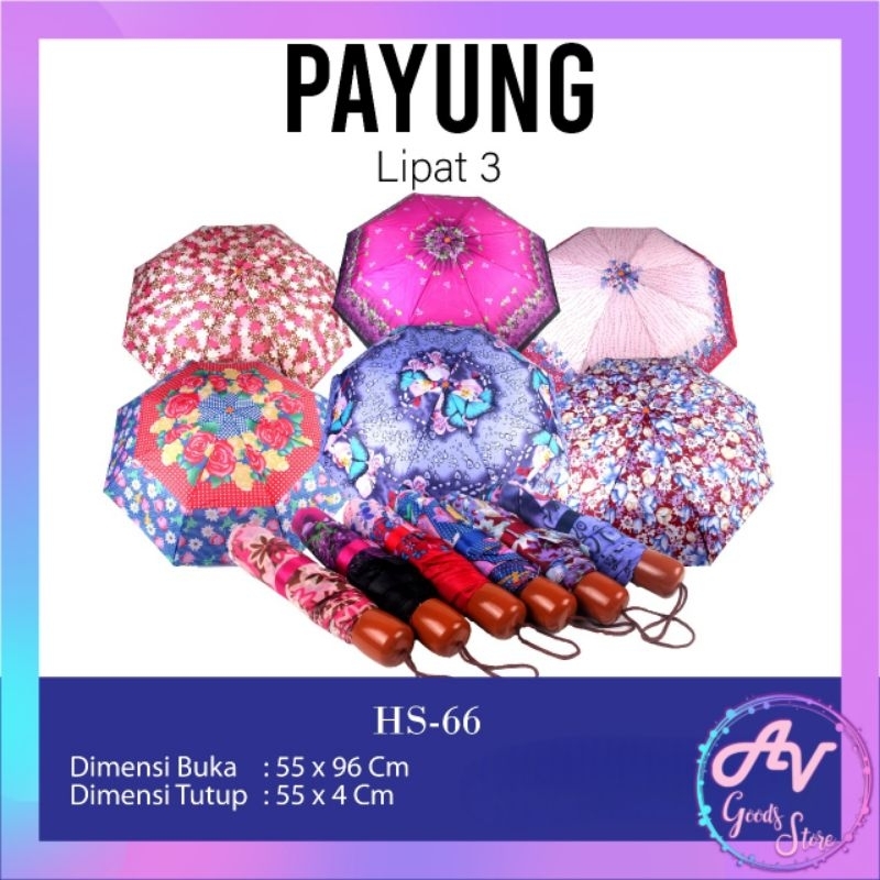 payung / payung lipat 3 saten / payung satin / payung mini lipat 3 nylon