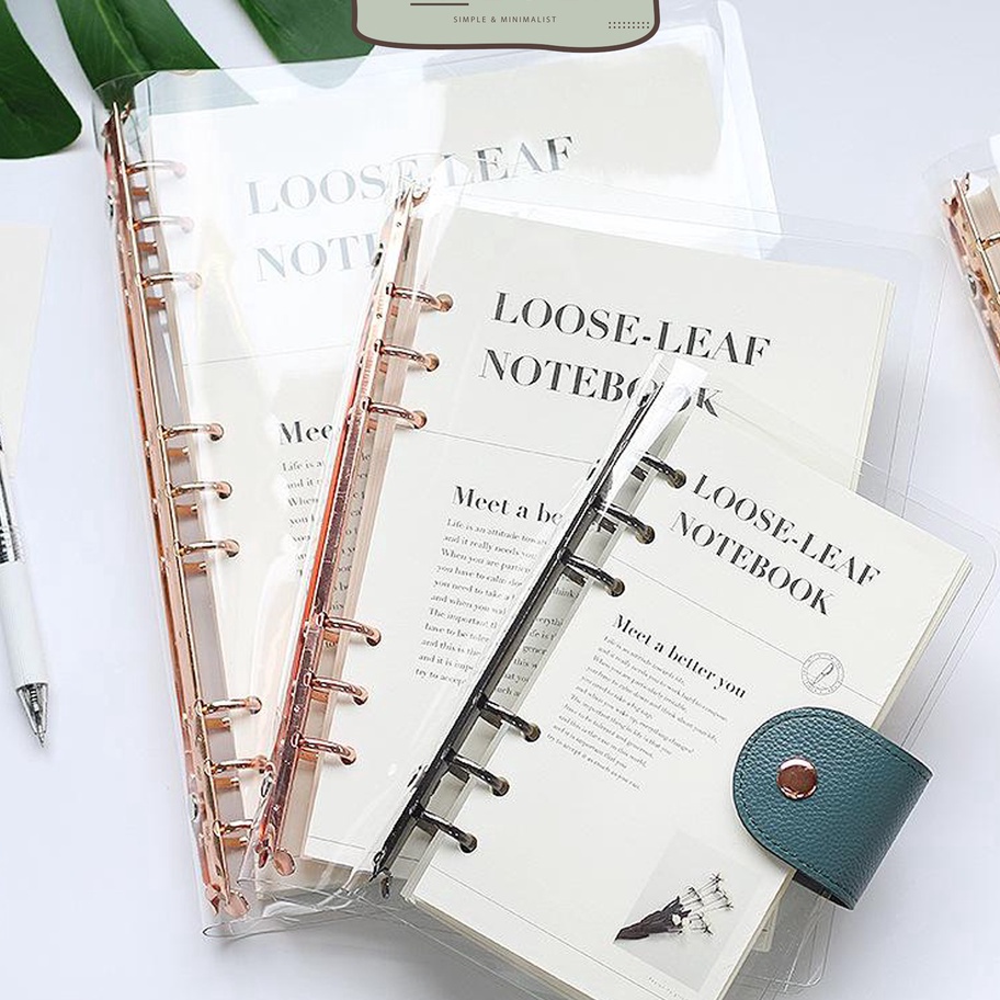 

FSASH SALE MILOLI Elegant Binder A5 Binder A6 Transparan Binder with Clip Note Book Loose Leaf Rose Gold Binder E36
