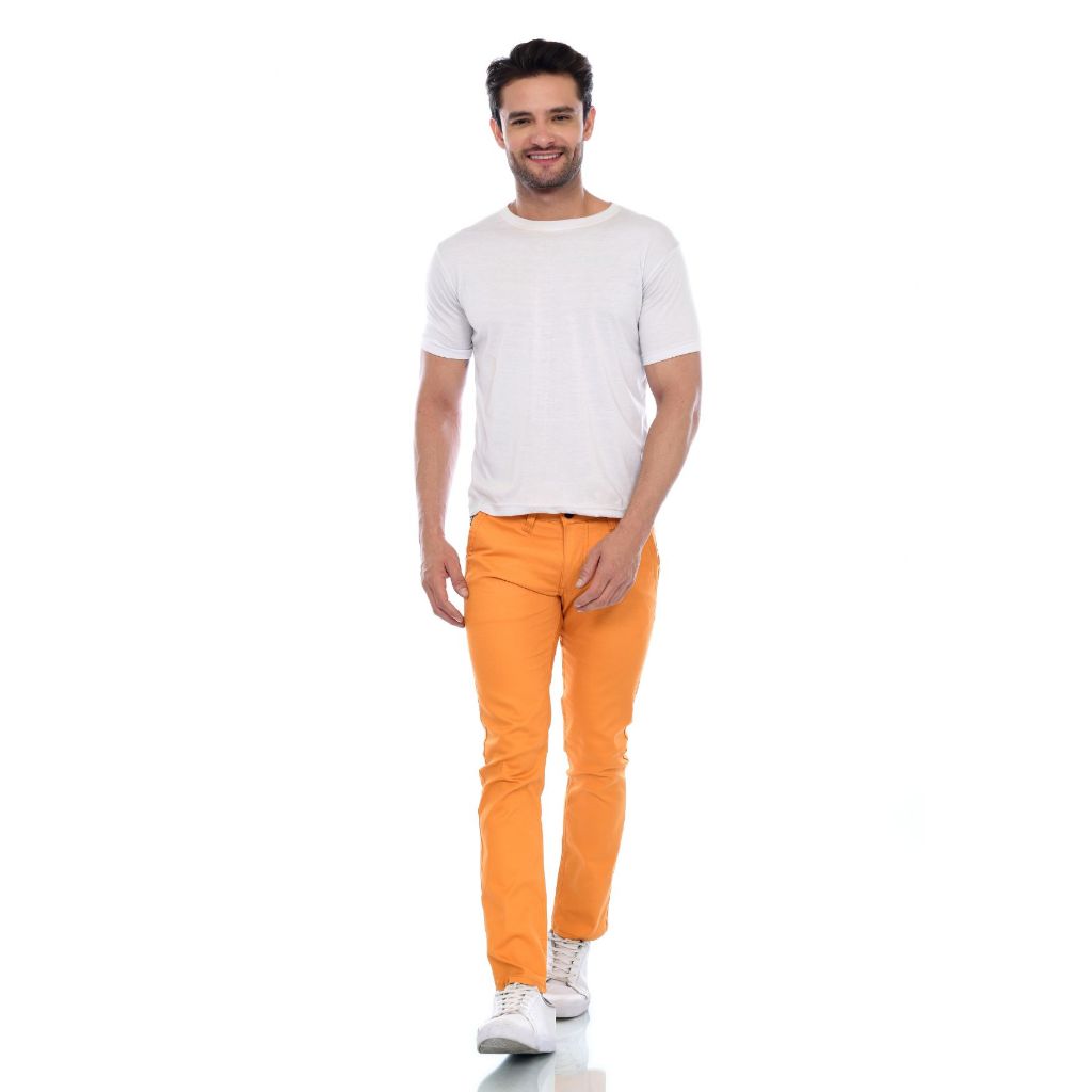 HIPSTER Celana Chino Panjang Pria Warna Royal Gold / Orange