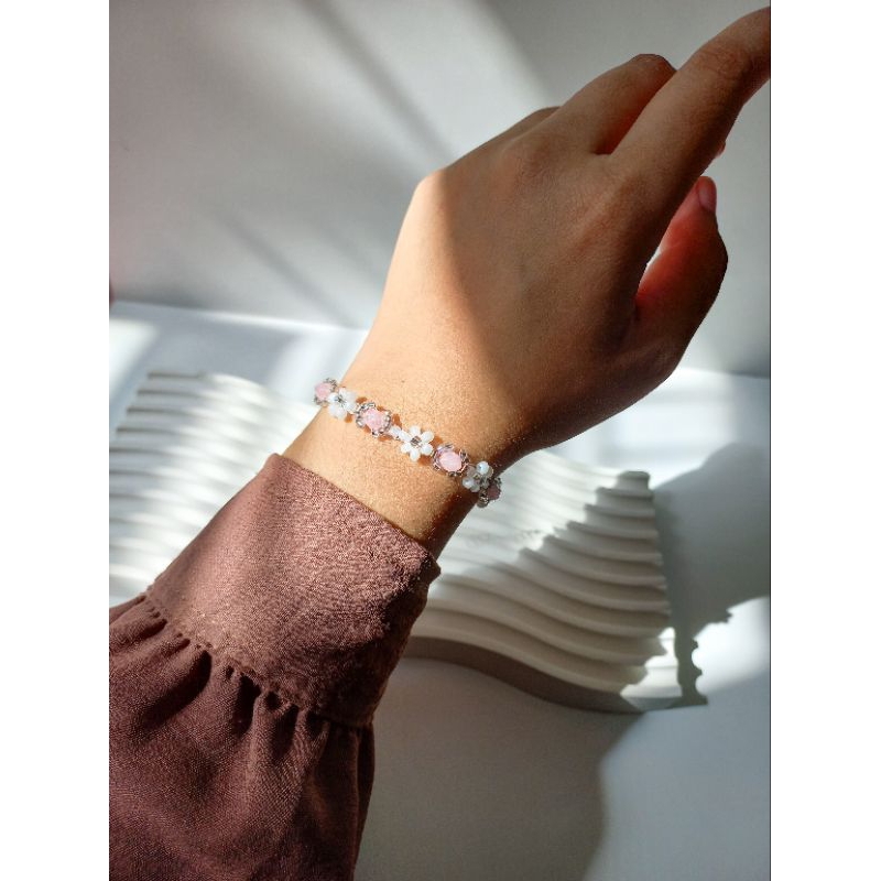 Gelang Manik Pasir dan Kristal Warna Pastel