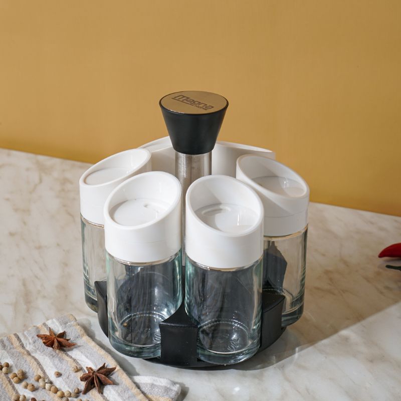 Tempat Bumbu kaca Dan Rak 7 Pcs Magna