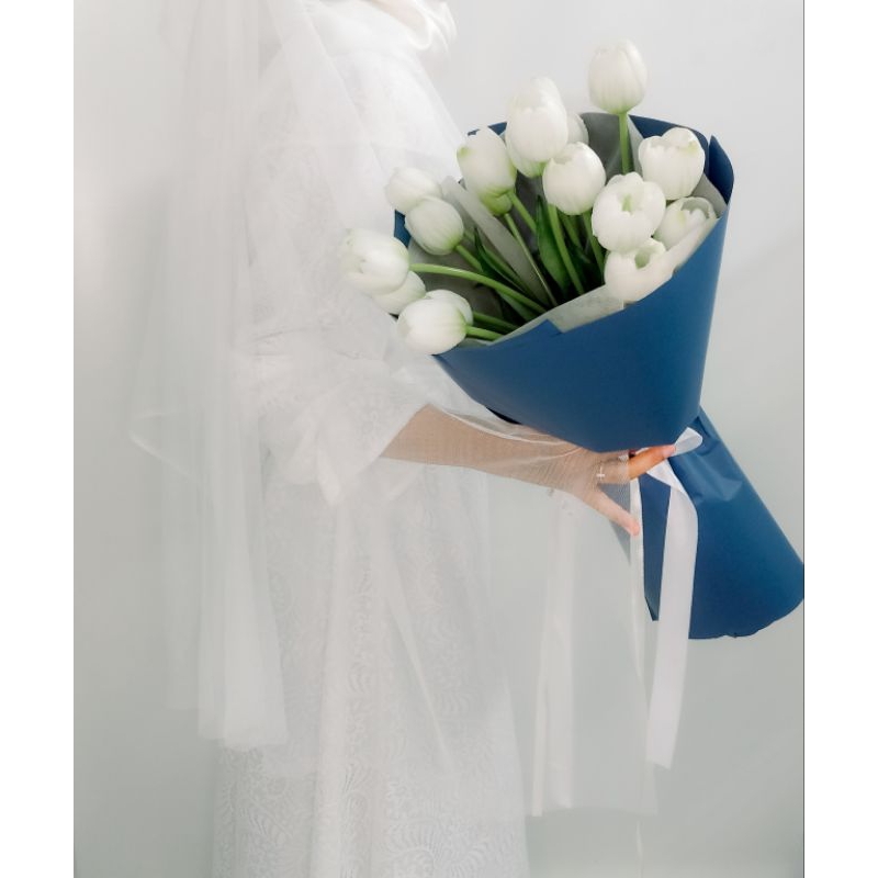 [ARTIFICIAL] Premium bouquet bunga tulip putih buket bunga tulip putih artificial premium