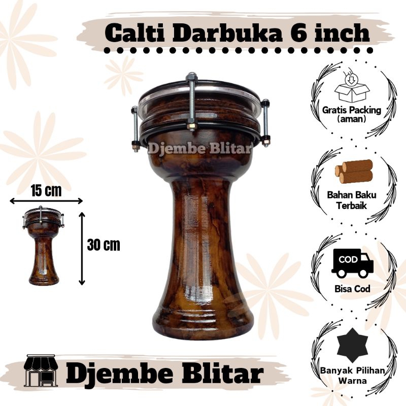 Calti Darbuka Termurah 6 inch Dumbuk Mika Kendang Anak Mainan Anak Kayu Alat Musik Tradisional Jimbe