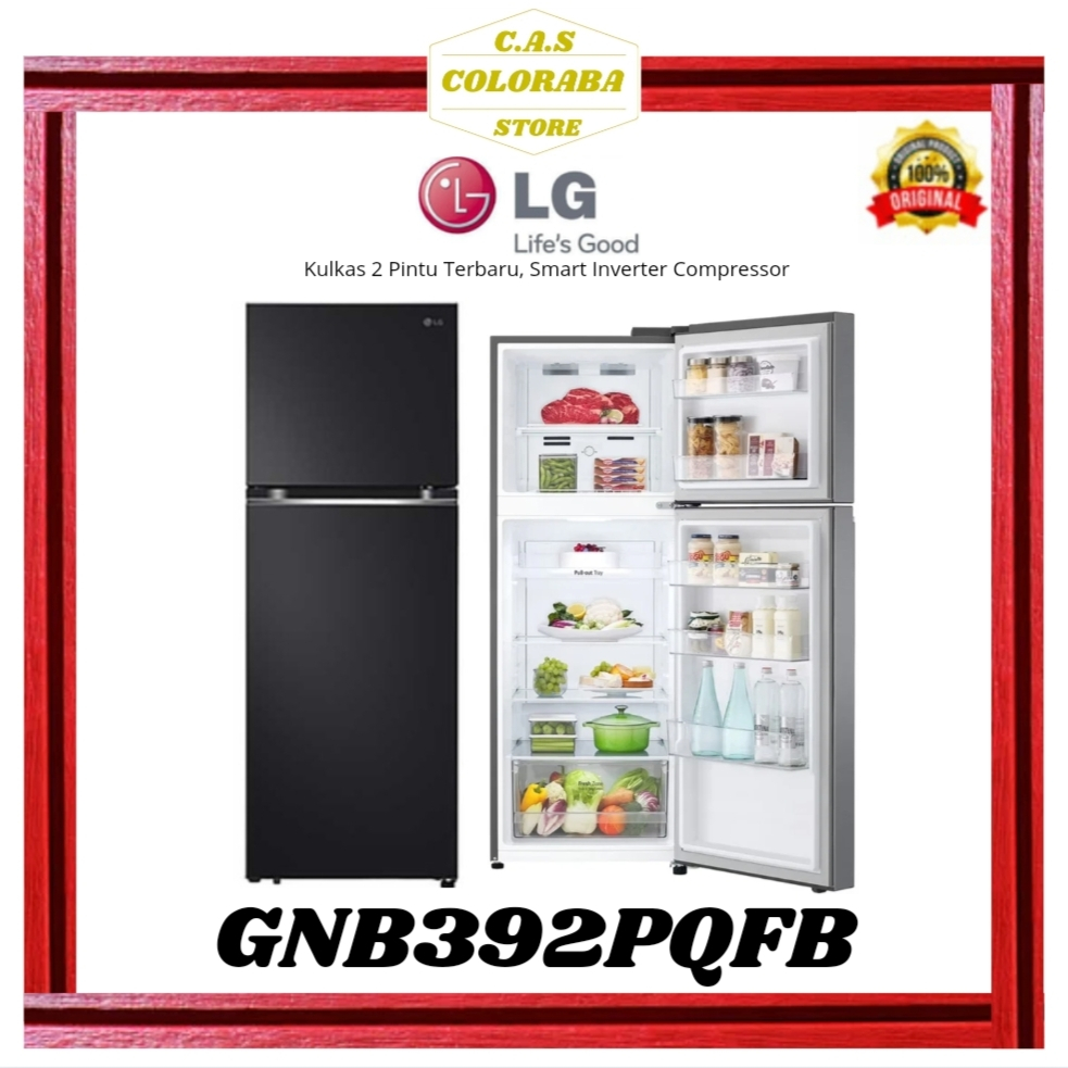 KULKAS LG GNB392PQFB KULKAS 2 PINTU INVERTER GN-B392PQFB GNB392 GN-B392 392PQFB