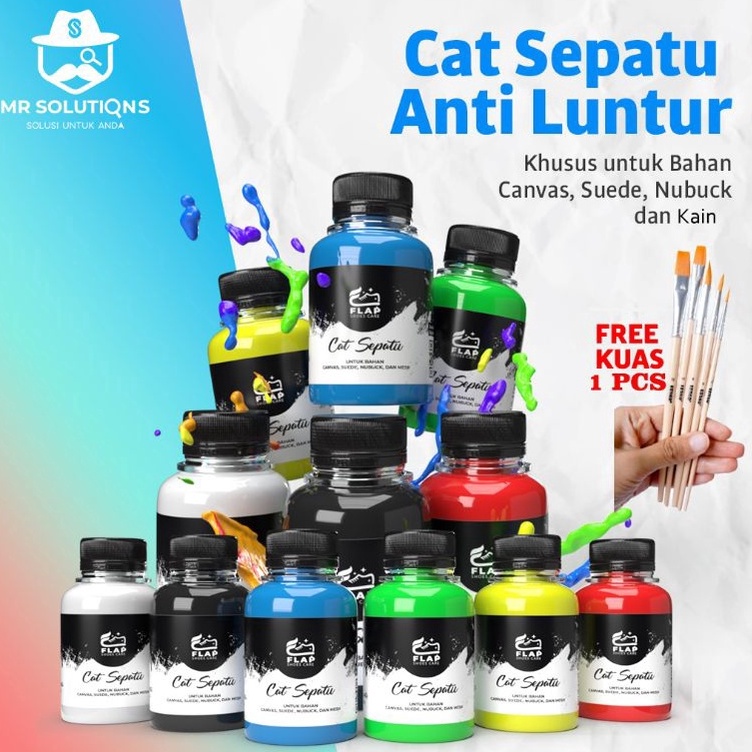 ART L4G Cat Sepatu Kanvas Hitam Putih Permanen Anti Luntur Cat Sepatu Kain Canvas Merah Biru Hijau K
