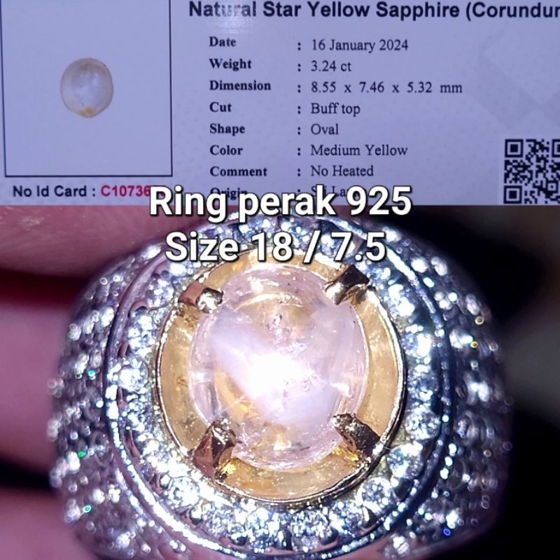 natural yellow sapphire star ceylon safir srilanka yakut kuning