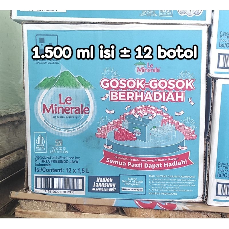 

LE MINERALE Air Mineral BOTOL 1.500 ml, isi ± 12 BOTOL.