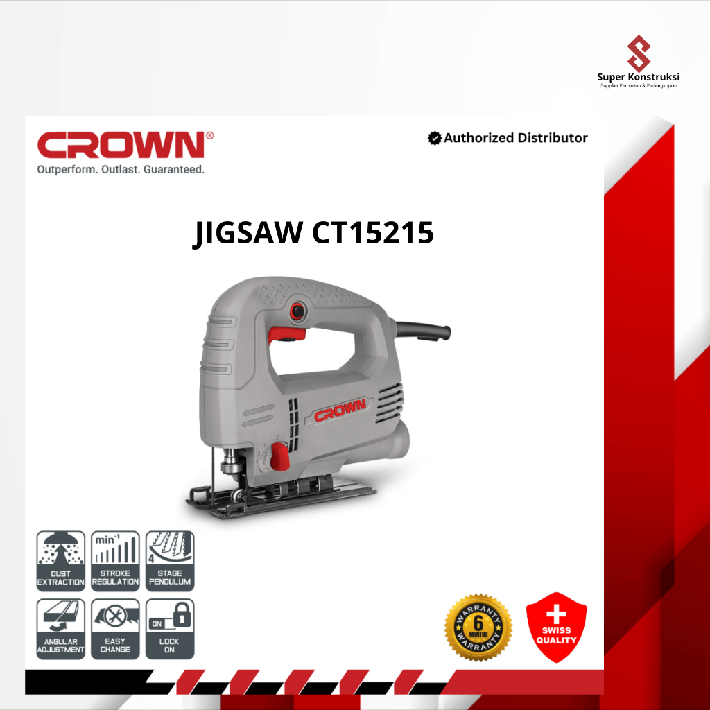 Mesin Jigsaw Gergaji Kayu Listrik Gergaji Tangan Crown - CT15212