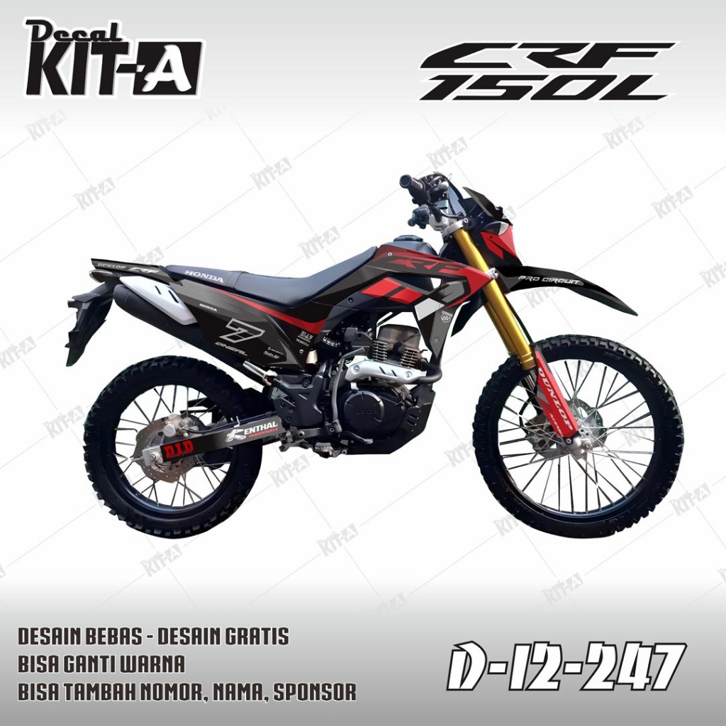 Decal Sticker CRF 150 L Dekal Sticker Striping Custom Fullbody tosca hitam D-I2-247
