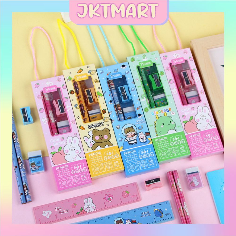

⭐ JKTMART ⭐ Set Alat Tulis 5 in 1 / Set Alat Tulis Kartun / Set Alat Tulis 5 in 1 Lucu / Set Alat Tulis Anak Motif Kartun S084