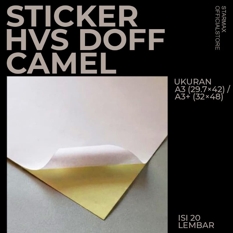 

20 LEMBAR | Sticker HVS Doff Camel Original ukuran A3 / A3+ | per pack isi 20 lbr