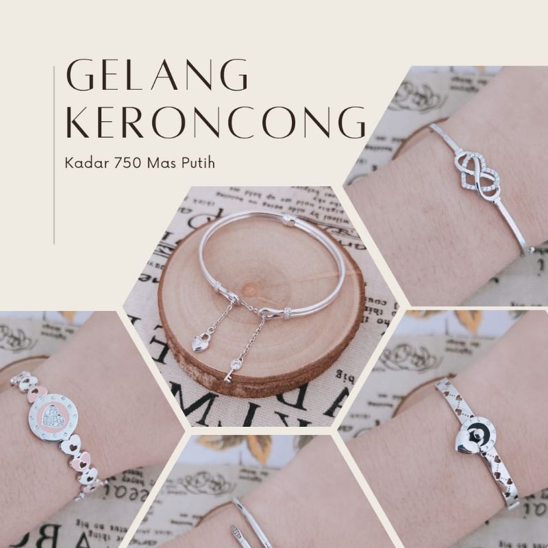 WAJIB TANYA STOK Realpict Gelang Bangle Emas Putih Asli Kadar 750